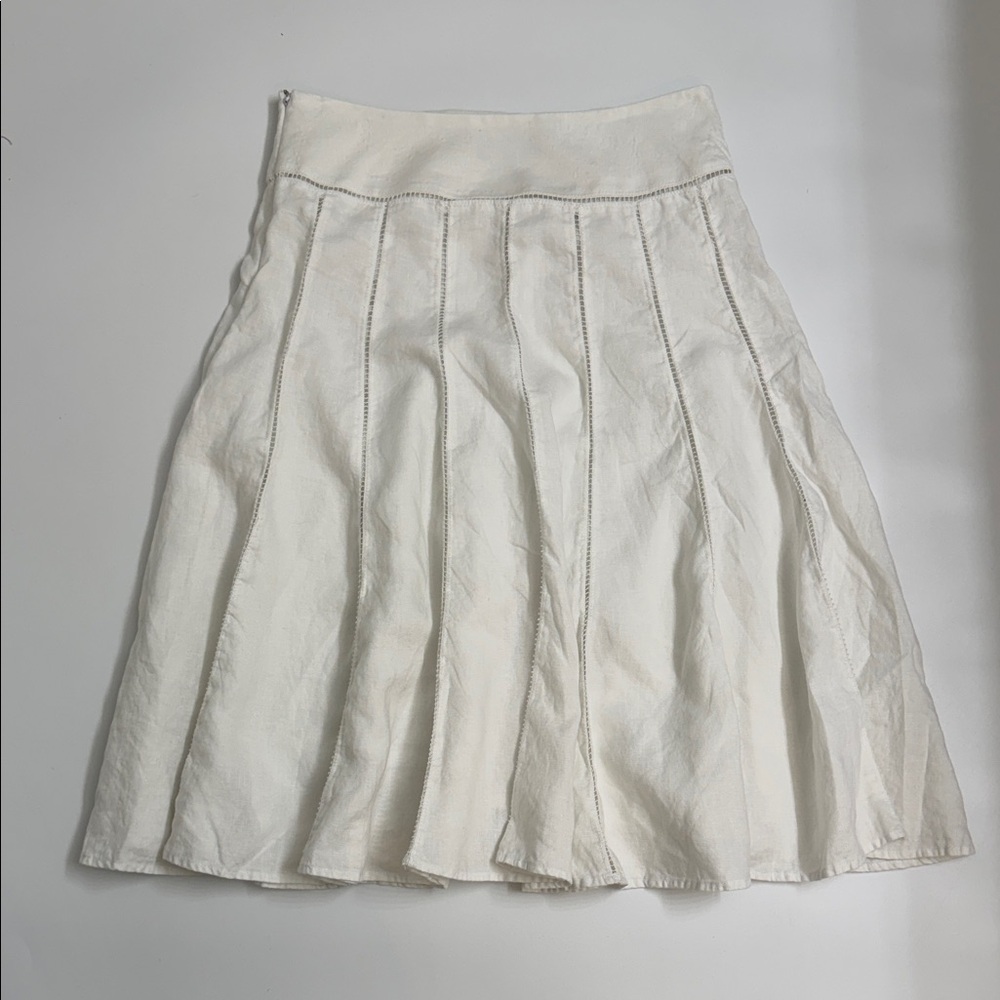 Jones NY 100% Linen White A-Line Skirt